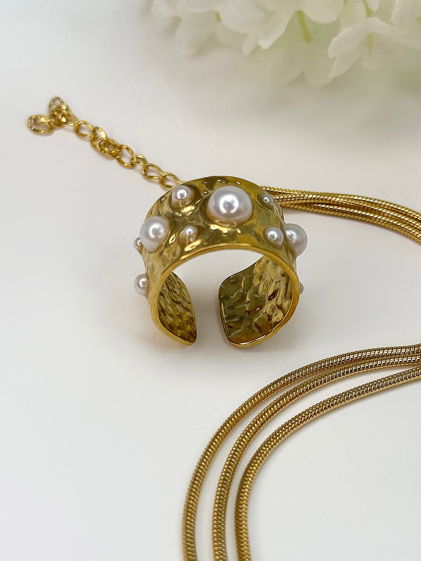 Open Ring Multi Pearl