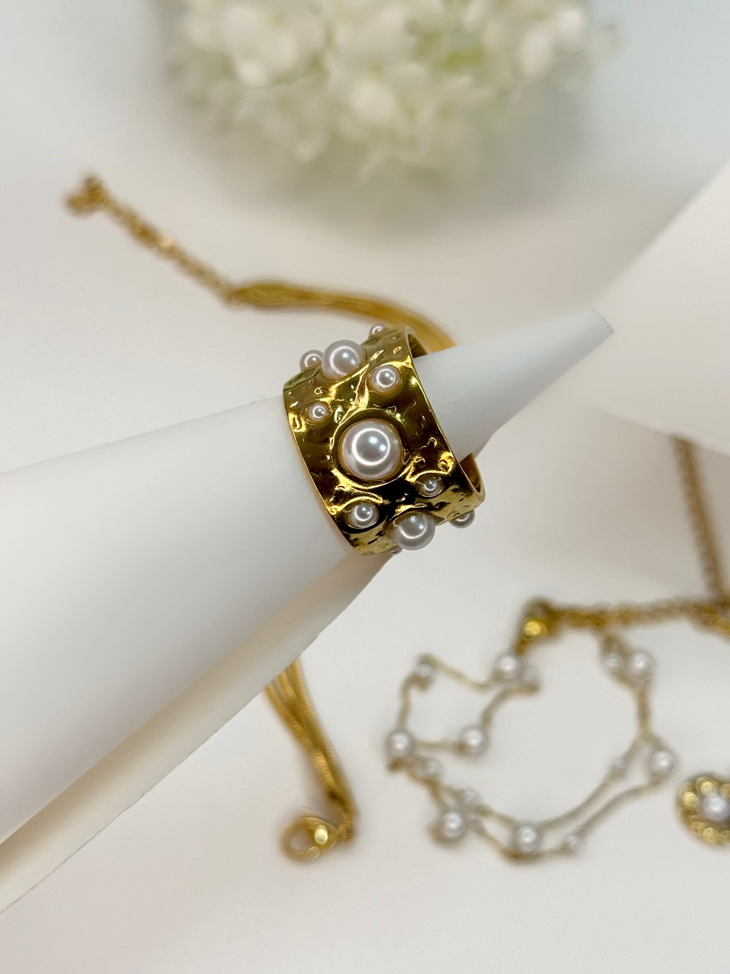 Open Ring Multi Pearl